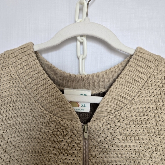 CARDIGAN SWEATER MENS BROWN TAN KNIT ZIPPER CLOSURE (XL) - Picture 3 of 10